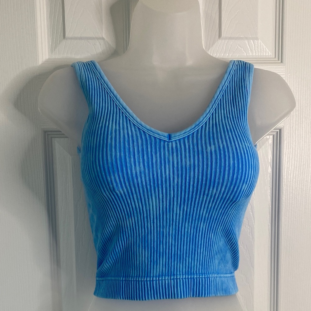 Zenana Deep Sky On My Own Padded Ribbed Tank Top. S/M.